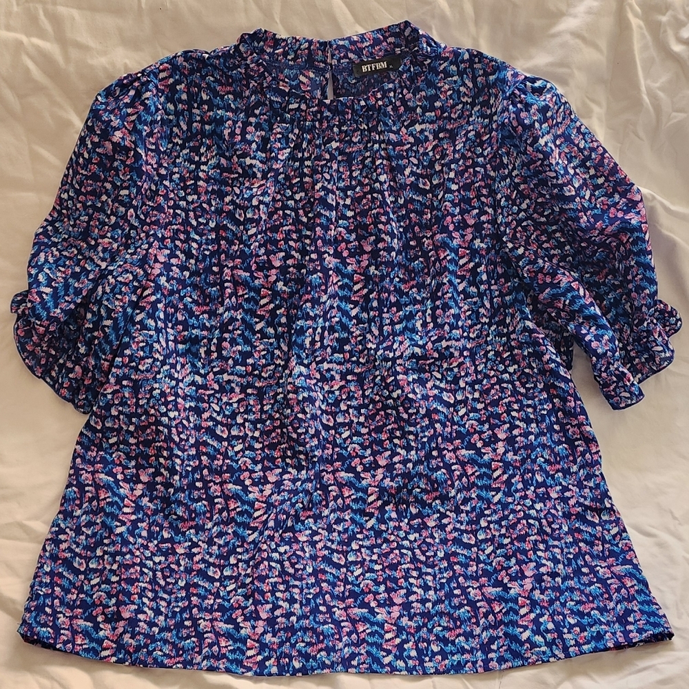 BFTBM Pink And Blue‎ Blouse Size XL